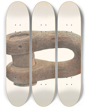Triptych art skateboard deck of Samuel Faigin Anchor Link by Samuel Faigin