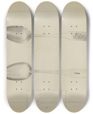 Triptych art skateboard deck of Charlotte Winter Silver Spoon_10 by Charlotte Winter (20-)