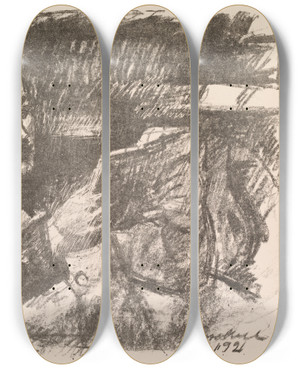 Triptych art skateboard deck of Magnus Enckell Boy Reading Jorgen Enckell by Magnus Enckell (1870-1925)