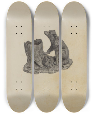 Triptych art skateboard deck of Helen Hobart Match Holder by Helen Hobart