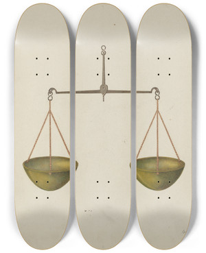 Triptych art skateboard deck of George V Vezolles Shaker Scales_4 by George V Vezolles