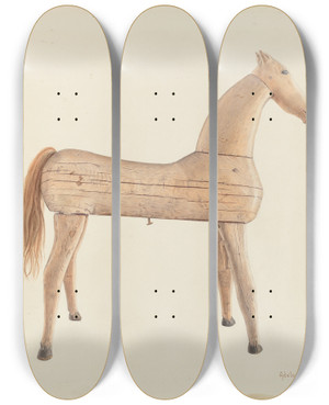 Triptych art skateboard deck of Adele Brooks Hobby Horse by Adele Brooks