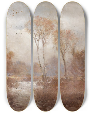 Triptych art skateboard deck of Julian Onderdonk October Landscape by Julian Onderdonk (1882-1922)
