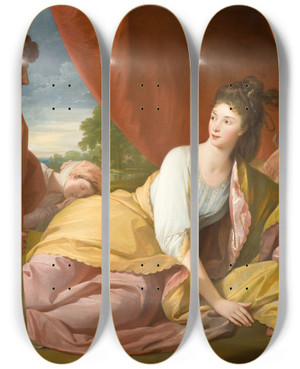 Triptych art skateboard deck of Benjamin West Cymon And Iphigenia by Benjamin West (1738-1820)