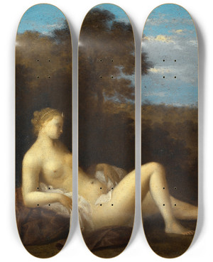 Triptych art skateboard deck of Toussaint Gelton Resting Diana_1 by Toussaint Gelton (1630-1680)