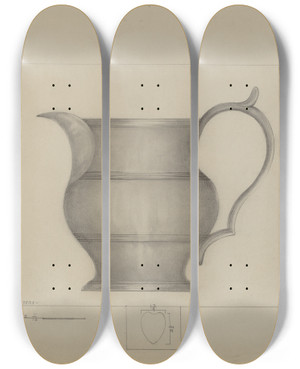 Triptych art skateboard deck of Henry Meyers Pewter Pitcher_2 by Henry Meyers (20-)