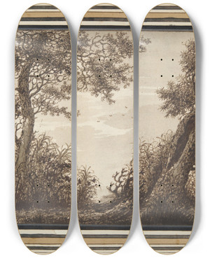 Triptych art skateboard deck of Adriaen Hendriksz Verboom Study Oftrees by Adriaen Hendriksz Verboom (1627-1673)