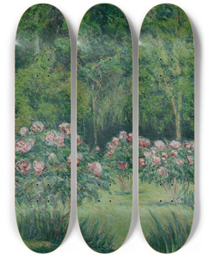 Triptych art skateboard deck of Blanche Hoschedmonet Le Jardin Giverny_3 by Blanche Hoschede Monet (1865-1947)