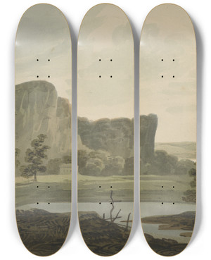 Triptych art skateboard deck of Hugh William Williams Near Stirling Scotland by Hugh William Williams (1773-1829)