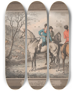 Triptych art skateboard deck of Samuel Howitt Grow Ye Britons Then by Samuel Howitt (1756-1822)