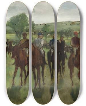 Triptych art skateboard deck of Edgar Degas The Riders by Edgar Degas (1834-1917)