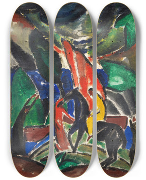 Triptych art skateboard deck of Josef Eberz Der Ersehnte by Josef Eberz (1880-1942)