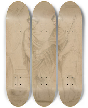 Triptych art skateboard deck of Gavin Hamilton Classical Composition_2 by Gavin Hamilton (1723-1798)