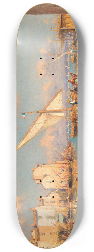 Henry Malfroy - A View of Martigues (French Riviera) 8.25 inch art skate deck