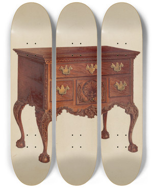 Triptych art skateboard deck of Isadore Goldberg Lowboy_1 by Isadore Goldberg
