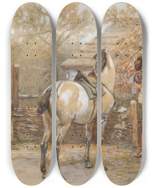 Triptych art skateboard deck of Antoni Piotrowski Der Abschied by Antoni Piotrowski (1853-1924)