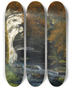 Triptych art skateboard deck of Gustave Courbet Source De Lison Prs De Nans by Gustave Courbet (1819-1877)