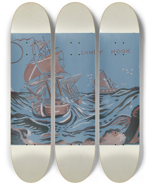 Triptych art skateboard deck of Arsen Maralian Bandbox_2 by Arsen Maralian