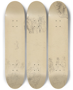 Triptych art skateboard deck of James Ensor Chinese Vaas En Figuren by James Ensor (1860-1949)