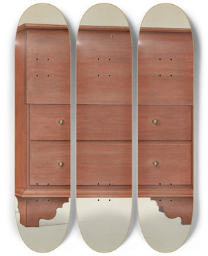 Triptych art skateboard deck of Ray Holden Shaker Blanket Chest by Ray Holden