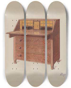 Triptych art skateboard deck of Eugene Croe Desk by Eugene Croe (20-)