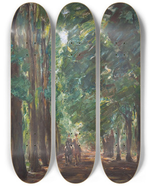 Triptych art skateboard deck of Max Liebermann Reiter In Der Allee Bei Sakrow by Max Liebermann (1847-1935)