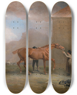Triptych art skateboard deck of Benjamin Marshall Muly Moloch by Benjamin Marshall (1768-1835)