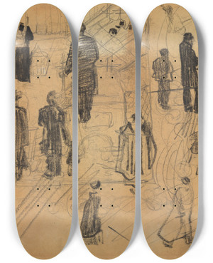 Triptych art skateboard deck of James Ensor Figuren_2 by James Ensor (1860-1949)