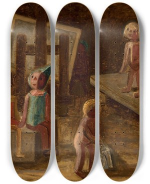 Triptych art skateboard deck of Tadeusz Makowski Small Model by Tadeusz Makowski (1882-1932)
