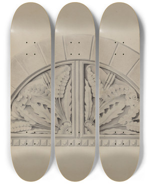 Triptych art skateboard deck of William Kerby Architectural Ornament by William Kerby