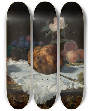 Triptych art skateboard deck of Douard Manet The Brioche by douard Manet (1832-1883)