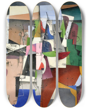 Triptych art skateboard deck of Georges Valmier The Piano by Georges Valmier (1885-1937)