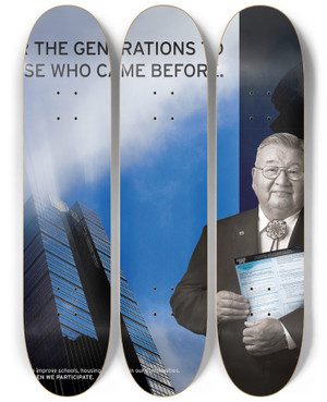 Triptych art skateboard deck of Bureau Of The Census American Indian Eastern by Bureau Of The Census (1902)