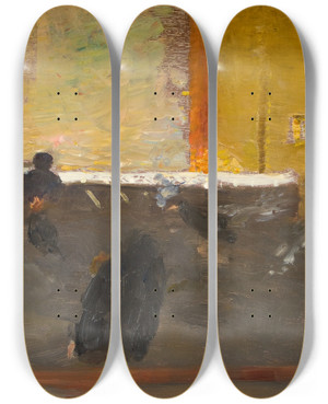 Triptych art skateboard deck of Richard Bergh Varit by Richard Bergh (1858-1919)