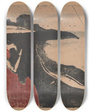 Triptych art skateboard deck of Edvard Munch Melancholy Ii by Edvard Munch (1863-1944)