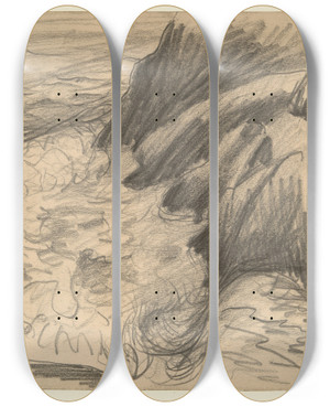 Triptych art skateboard deck of Roderic Oconor Landscape by Roderic Oconor (1860-1940)