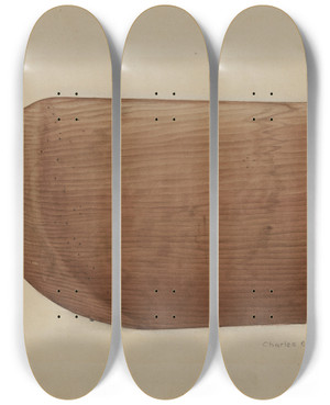 Triptych art skateboard deck of Charles Goodwin Shaker Wooden Bonnet Mold by Charles Goodwin