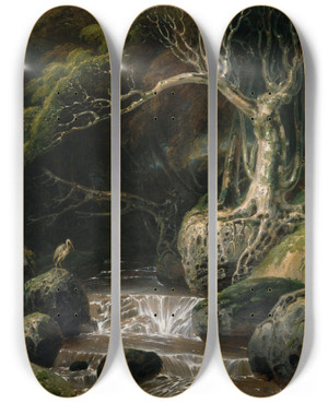 Triptych art skateboard deck of Richard Westall Landscape Solitude by Richard Westall (1765-1836)