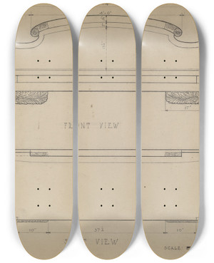 Triptych art skateboard deck of Anna Aloisi Sofa_1 by Anna Aloisi