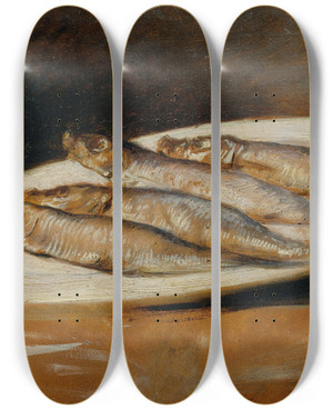 Triptych art skateboard deck of Josef Navrtil Sardellen by Josef Navratil (1798-1865)