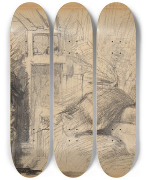Triptych art skateboard deck of James Ensor Vaas En Voeten by James Ensor (1860-1949)