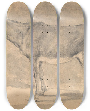 Triptych art skateboard deck of Pieter Van Laer Donkey by Pieter Van Laer (1592-1642)