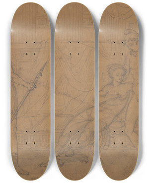 Triptych art skateboard deck of Pierreauguste Renoir Hector Et Paris_1 by Pierre-Auguste Renoir (1841-1919)