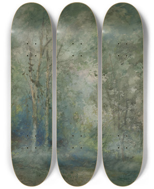 Triptych art skateboard deck of Roswell Morse Shurtleff June by Roswell Morse Shurtleff (1838-1915)