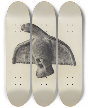 Triptych art skateboard deck of Milton Grubstein Snow Catcher by Milton Grubstein