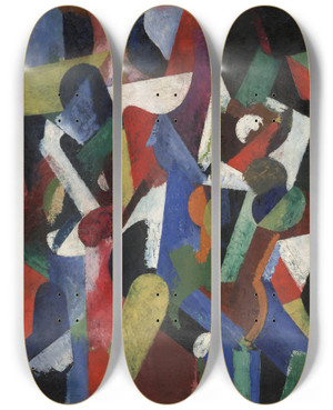 Triptych art skateboard deck of Patrick Henry Bruce Compositionv by Patrick Henry Bruce (1881-1936)