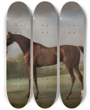 Triptych art skateboard deck of George Stubbs Lustre Held By A Groom by George Stubbs (1724-1806)