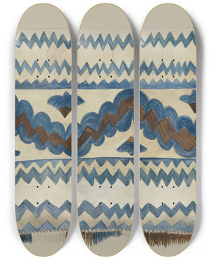 Triptych art skateboard deck of E Boyd Bedspread_1 by E Boyd (20-)