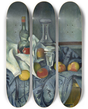 Triptych art skateboard deck of Paul Czanne The Peppermint Bottle by Paul Cezanne (1839-1906)