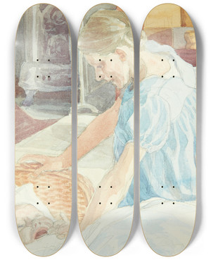 Triptych art skateboard deck of Peter Hansen Sster Grder by Peter Hansen (1868-1928)